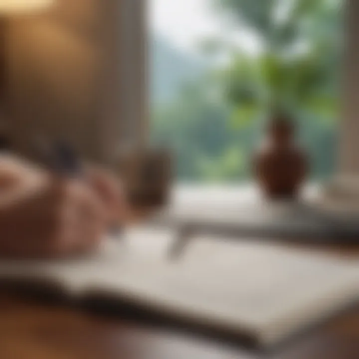 A journal and pen symbolizing self-reflection techniques.