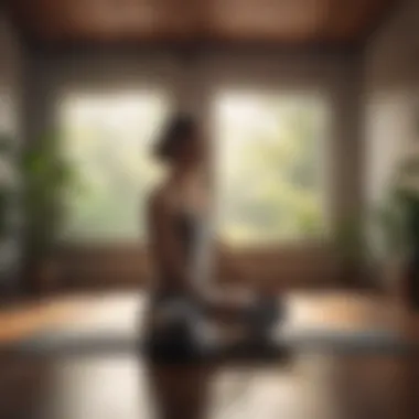 A peaceful indoor setting with a person practicing yoga for relaxation.