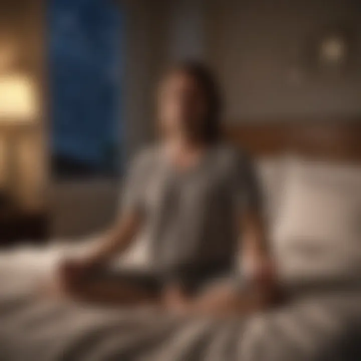 A person practicing mindfulness meditation before bed