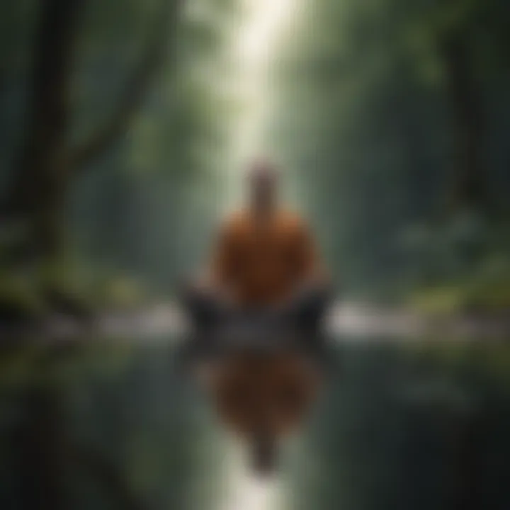 A person meditating in a tranquil environment
