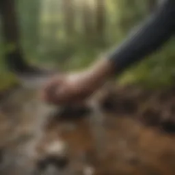 Visual representation of the tapping grounding technique using natural elements