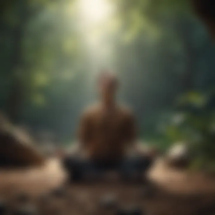 A person meditating in a peaceful environment