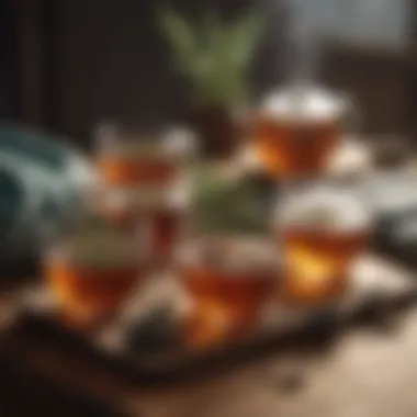 A calming herbal tea setup on a wooden table