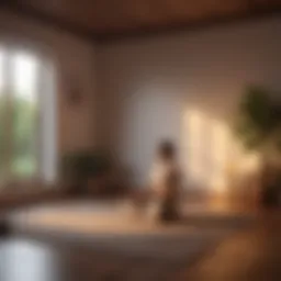 Tranquil scene of a meditative space with soft lighting