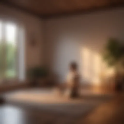 Tranquil scene of a meditative space with soft lighting