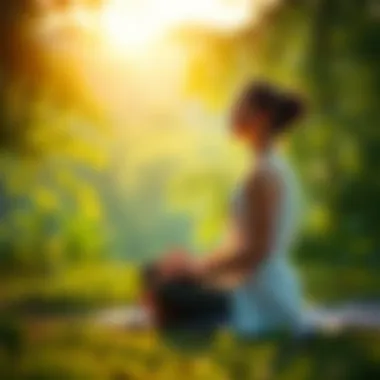 Meditating in Nature's Embrace Person meditating outdoors amidst nature