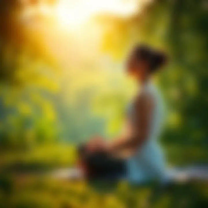 Meditating in Nature's Embrace Person meditating outdoors amidst nature