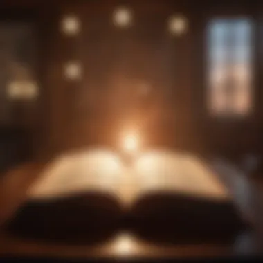 Illuminating Wisdom An open book with inspiring quotes illuminated by soft light