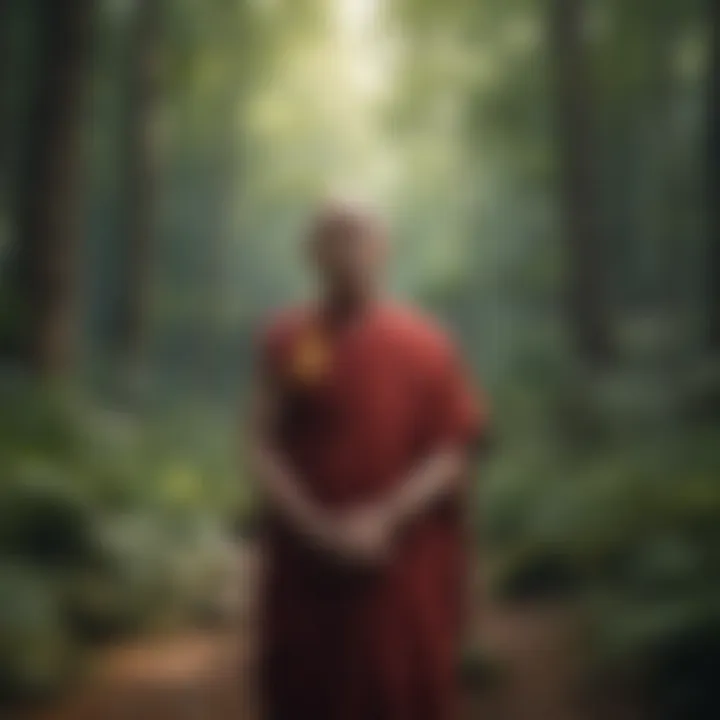 A meditative figure surrounded by nature