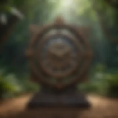 The Flow of Time An ancient clock blending with nature, representing the flow of time