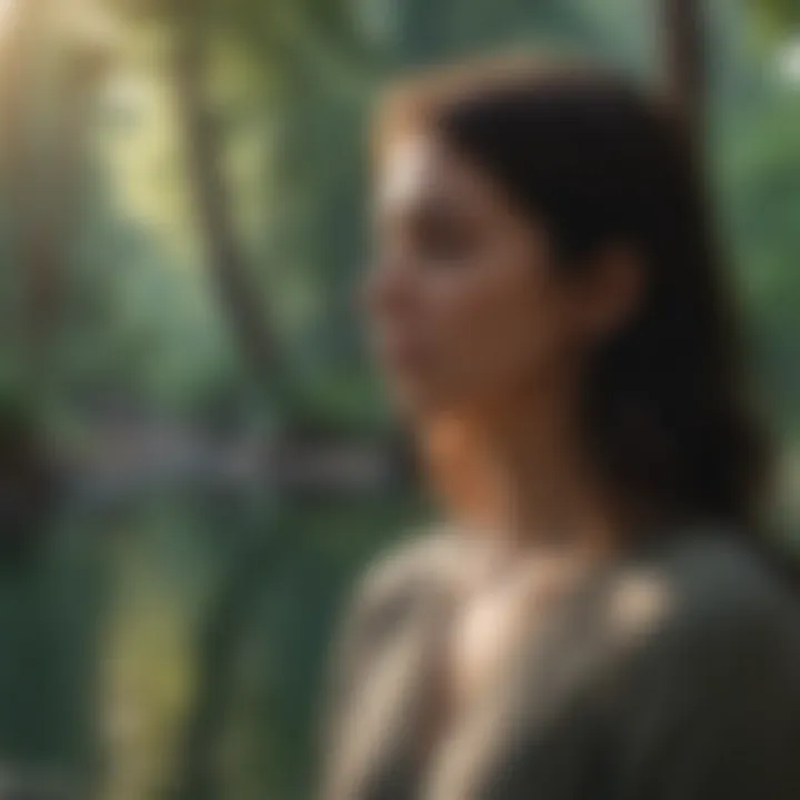 A person reflecting peacefully in a harmonious environment