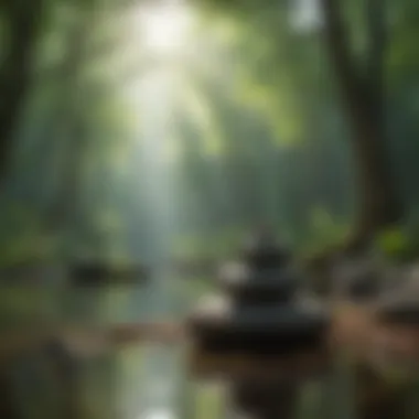 A Tranquil Setting for Mindfulness A tranquil setting with calming elements for mindfulness