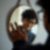 An illustration depicting a mirror reflecting a confident persona