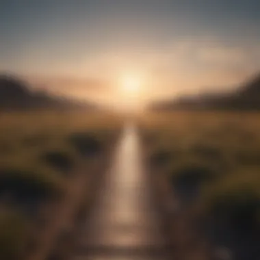 Journey Towards New Beginnings A path leading towards a bright horizon symbolizing new beginnings