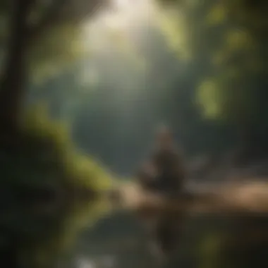 A person meditating in a tranquil environment, showcasing mindfulness