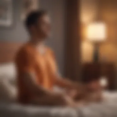 An individual practicing mindfulness meditation before bed