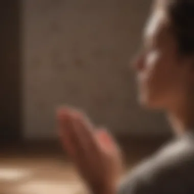 Mindfulness in Meditation Close-up of a person meditating, symbolizing mindfulness practices