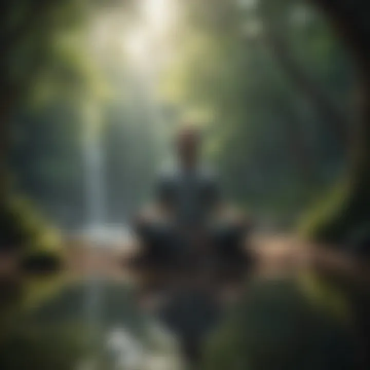 A person meditating in a tranquil environment.
