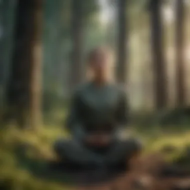 A calming scene of meditation in nature, highlighting mindfulness