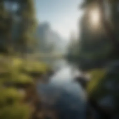 Mindfulness in Nature A serene visualization of mindfulness, showcasing a tranquil landscape that evokes calmness and clarity.