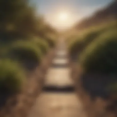 Path to Growth A symbolic journey representing personal growth, illustrated with a winding path leading towards a bright horizon.