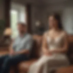 A couple sitting on a couch looking distant from each other