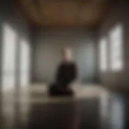 A contemplative figure surrounded by shadows representing internal struggles