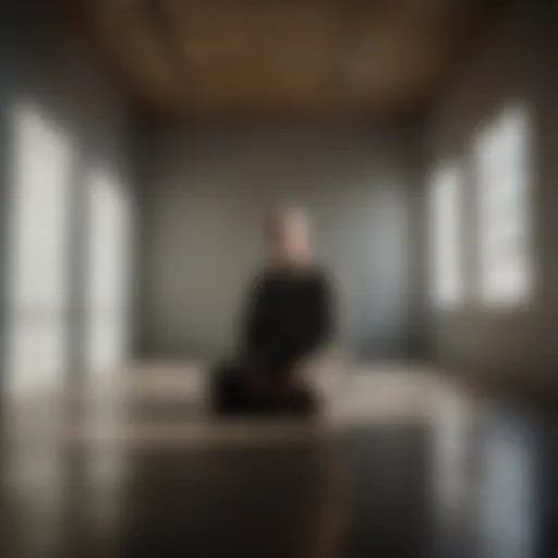 A contemplative figure surrounded by shadows representing internal struggles
