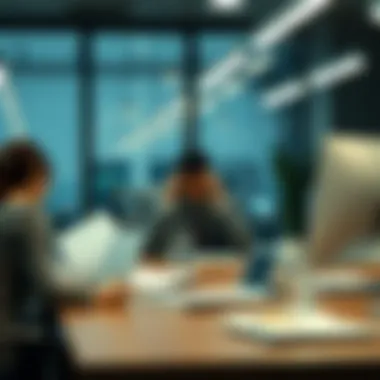 Factors Contributing to Work Stress Visual representation of stress factors in a corporate setting