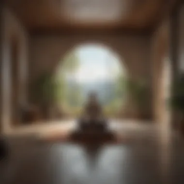 An inviting space designed for meditation and relaxation Meditation session with a calm atmosphere