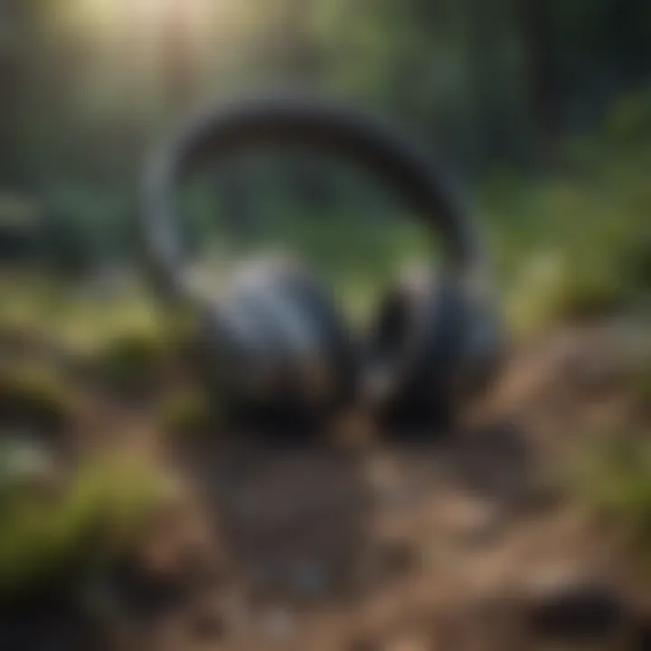 A serene landscape with headphones symbolizing relaxation.