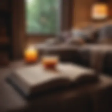 Comforting Cozy Setup A cozy setup with a warm beverage and a good book