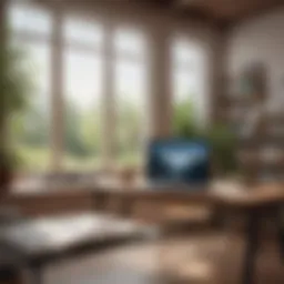A serene workspace with books and a laptop, symbolizing daily learning.