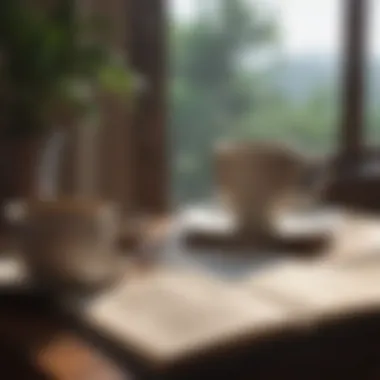 An open book with a cup of coffee, representing knowledge acquisition.