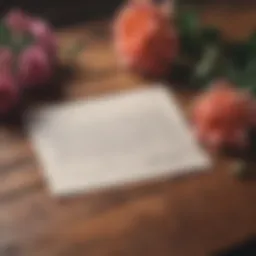 A beautifully handwritten letter on a wooden table, surrounded by fresh flowers.