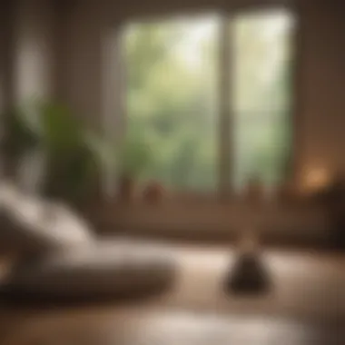 Calm Meditation Environment A peaceful meditation space filled with natural light and soft cushions