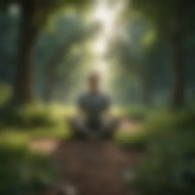 Mindfulness in Nature A person practicing mindfulness in a lush green park