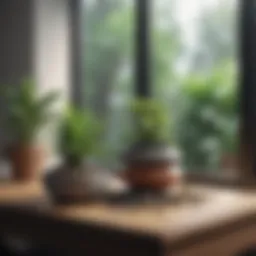 A serene workspace with plants promoting mental well-being